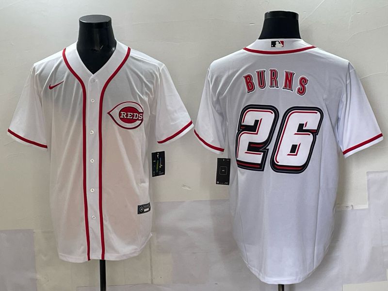 Men 2025 Cincinnati Reds #26 Burns White Nike MLB Jersey style 010->cincinnati reds->MLB Jersey